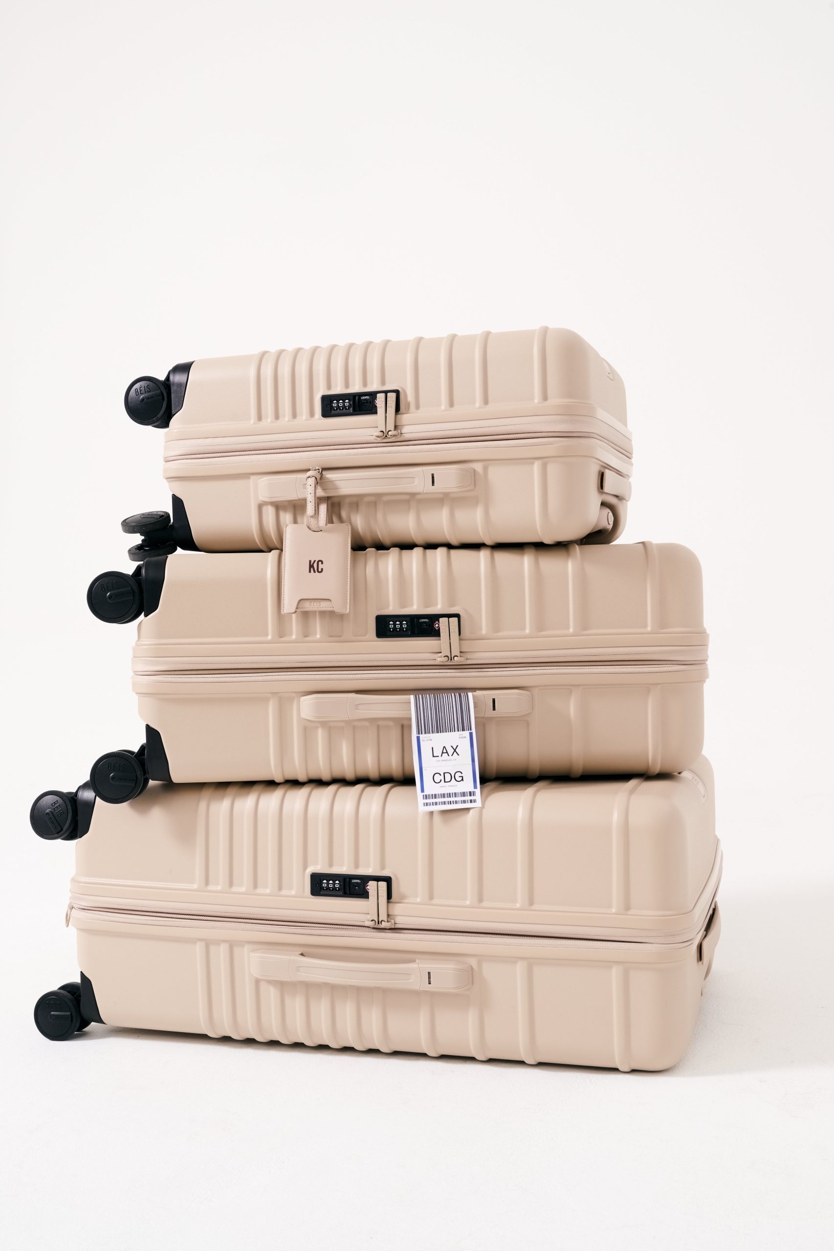 The Large Check-In Roller in Beige - Image 5