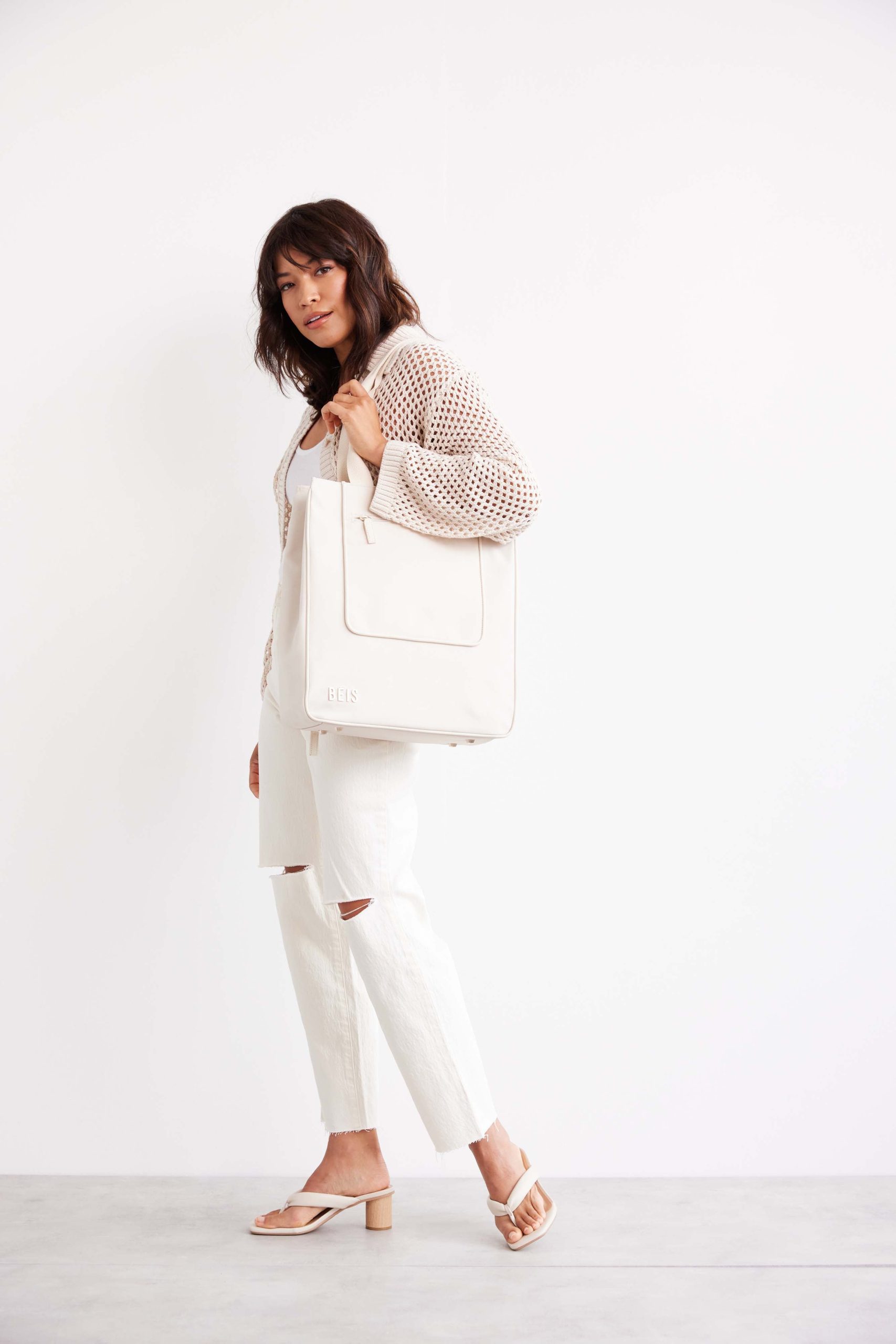 The North To South Tote in Beige - Image 5