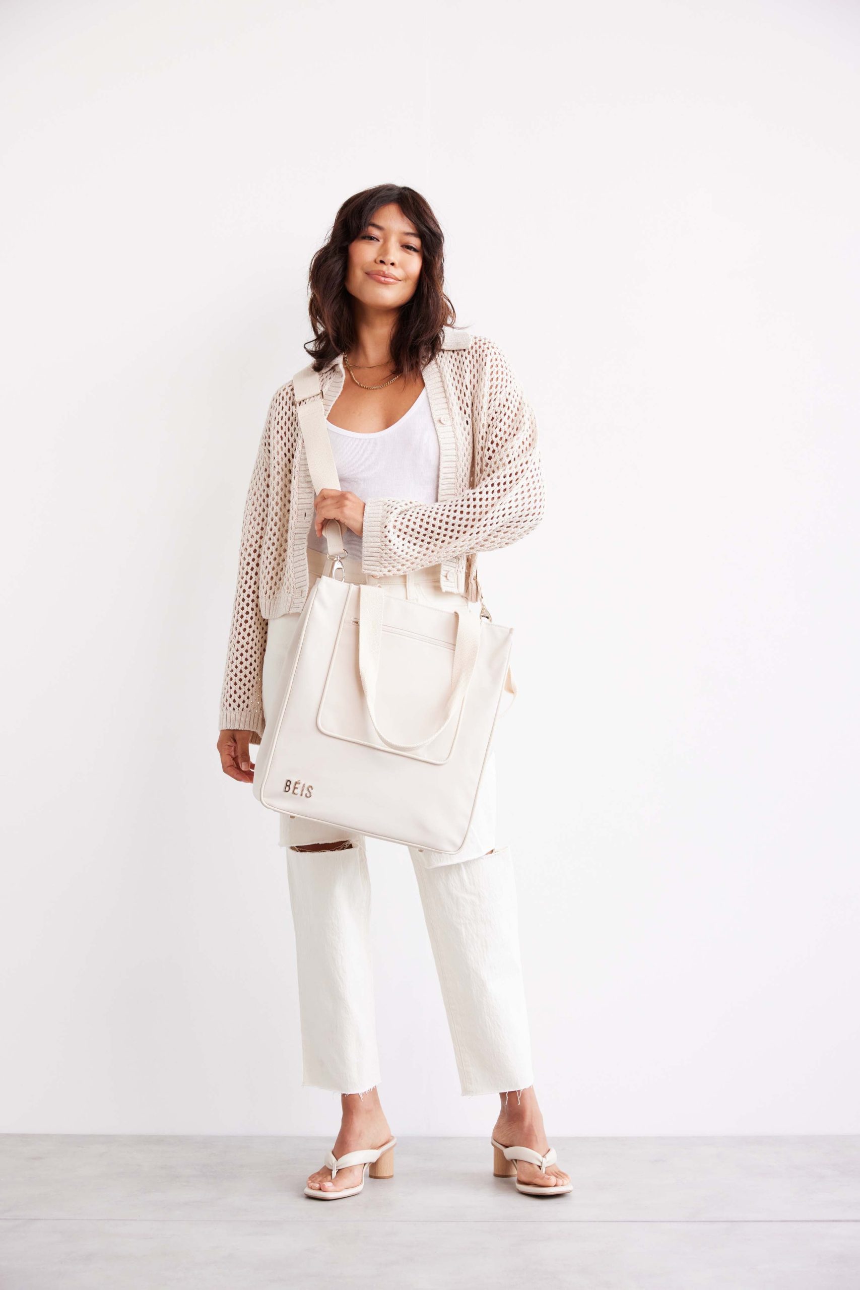 The North To South Tote in Beige - Image 7